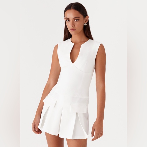 Peppermayo Dresses & Skirts - Peppermayo Pleated White Mini Dress
